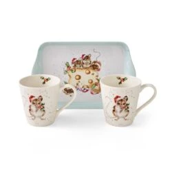'Holly Jolly Christmas' Mouse Christmas Mug And Tray Set