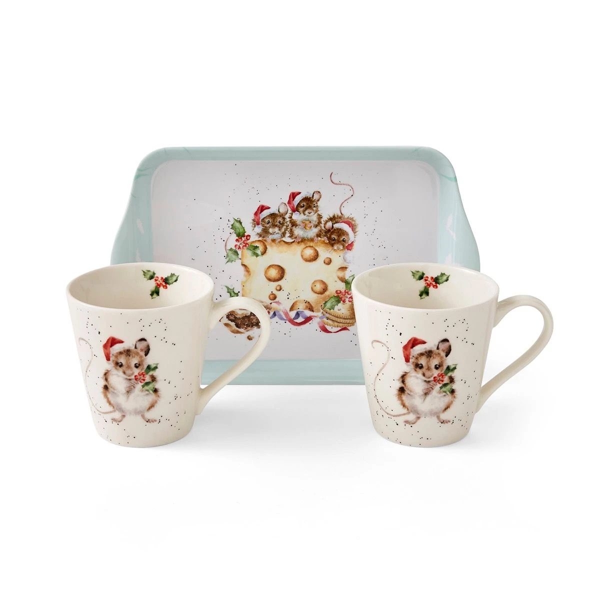 'Holly Jolly Christmas' Mouse Christmas Mug And Tray Set 3 'Holly Jolly Christmas' Mouse Christmas Mug And Tray Set