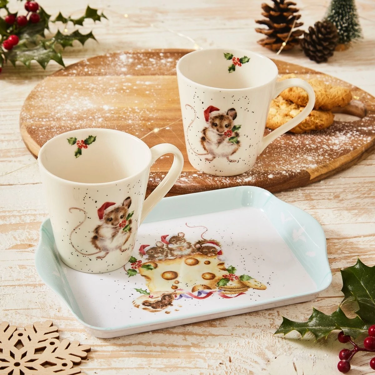'Holly Jolly Christmas' Mouse Christmas Mug And Tray Set 4 'Holly Jolly Christmas' Mouse Christmas Mug And Tray Set - Image 2