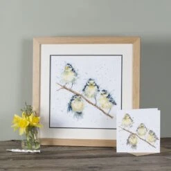 'Hanging Out With Friends' Great Tit Cross Stitch -Home Furnishing Store blue tits