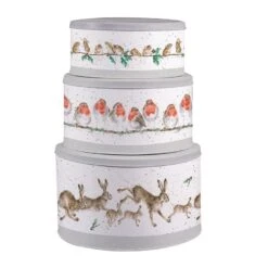 Country Animal Christmas Cake Tin Nest