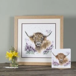 'Highland Heathers' Highland Cow Cross Stitch -Home Furnishing Store highland heathers