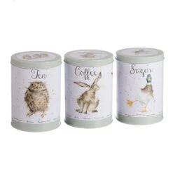 Country Animal Green Tea, Coffee And Sugar Canisters