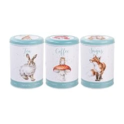 'The Country Set' Country Animal Tea Coffee, Sugar Canisters