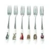 Country Animal Set Of 6 Pastry Forks