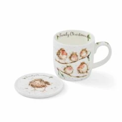 'Family Christmas' Robin Mug And Coaster Set