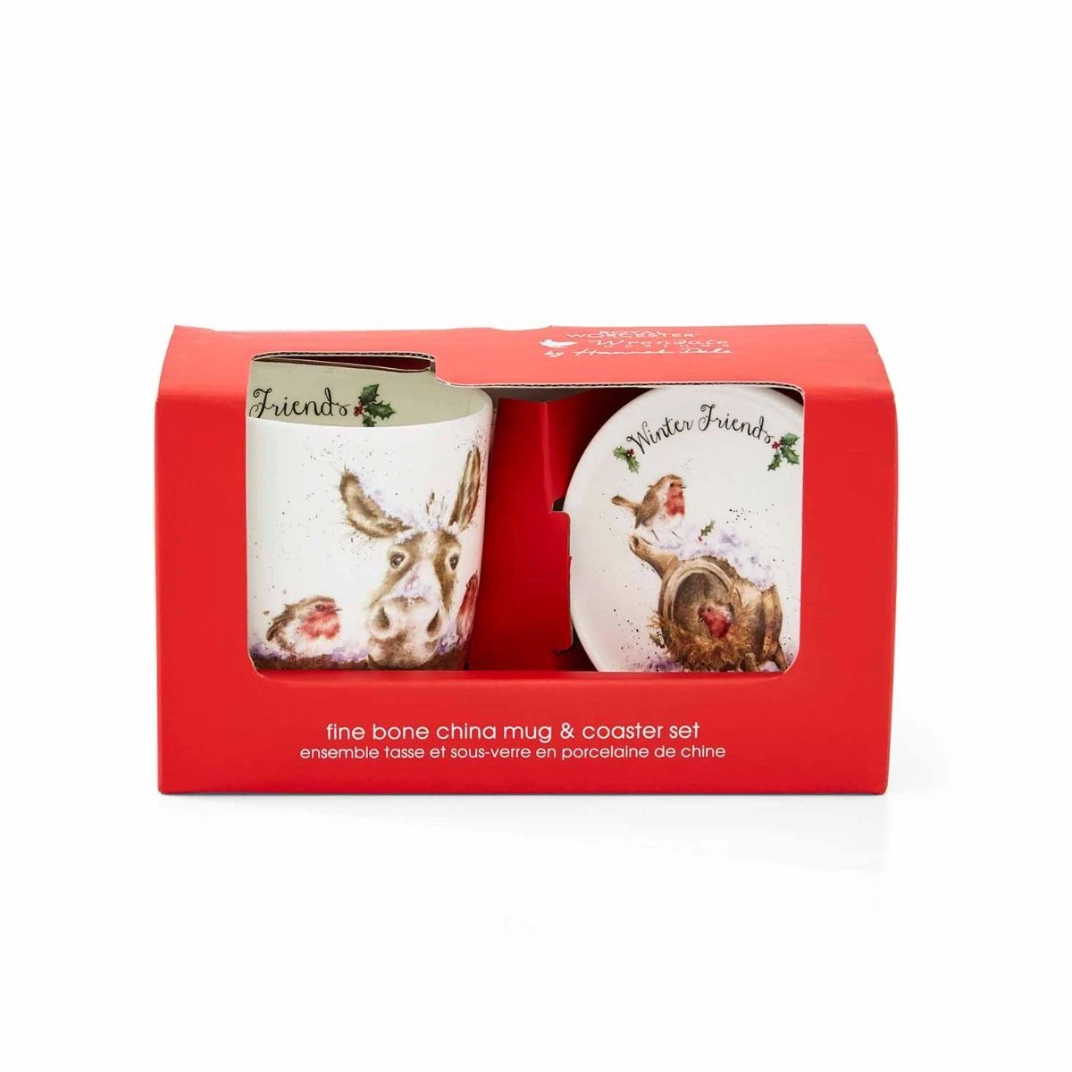 'Winter Friends' Donkey & Robin Mug And Coaster Set 4 'Winter Friends' Donkey & Robin Mug And Coaster Set - Image 2