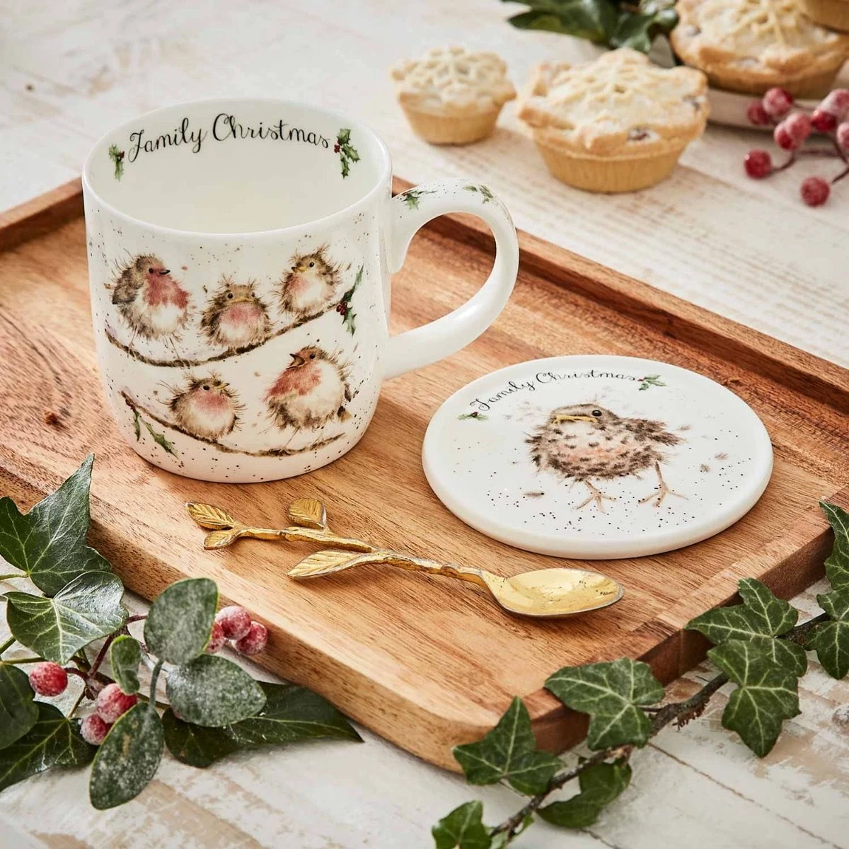 'Family Christmas' Robin Mug And Coaster Set 5 'Family Christmas' Robin Mug And Coaster Set - Image 3