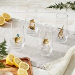 Country Animal Set Of 4 Country Animal Hi-Ball Glasses -Home Furnishing Store wrendale hi ball s4 assorted domestic animals wna4313 xg lifestyle 3