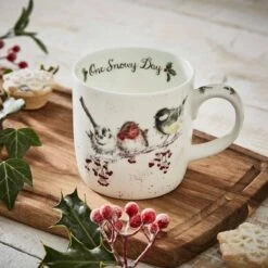 'One Snowy Day' Bird Mug -Home Furnishing Store wrendale one snowy day mug mmob5629 xt lifestyle 2