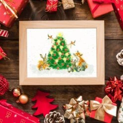 'Oh Christmas Tree' Woodland Animal Cross Stitch -Home Furnishing Store xhd107 a