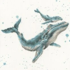 'Marine Blue' Whale Cross Stitch