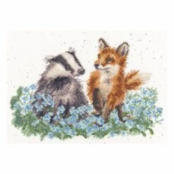 'The Woodland Glade' Badger And Fox Cross Stitch