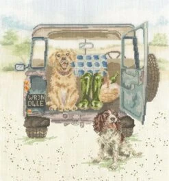 'Paws For A Picnic' Spaniel And Labrador Cross Stitch