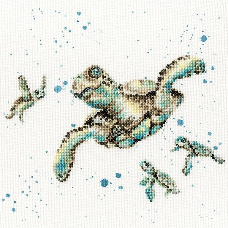 'Swimming School' Turtle Cross Stitch 3 'Swimming School' Turtle Cross Stitch