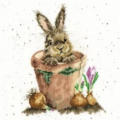 'The Flower Pot' Rabbit Cross Stitch