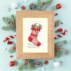 'Cosy Christmas' Rabbit Cross Stitch Card -Home Furnishing Store xmas57 a