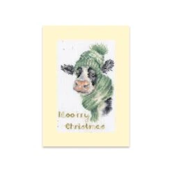 'Moo-rry Christmas' Cow Cross Stitch Card